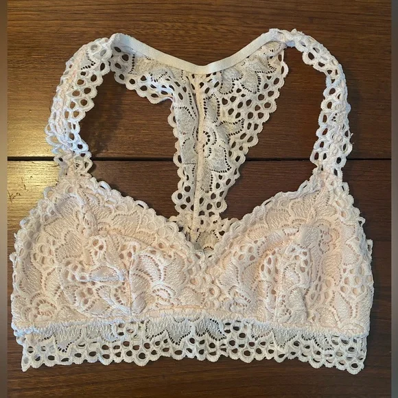 BUNDLE 4 Aerie Lace Bralettes Razorback (Black, White, Light Pink, Maroon) - Picture 8 of 12